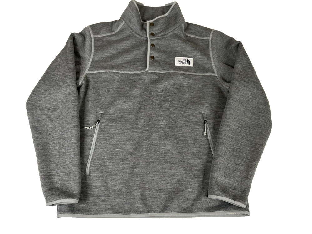 The North Face Pullover Men L Gray Wool Blend Sherpa Patrol 1/4 Snap Lined